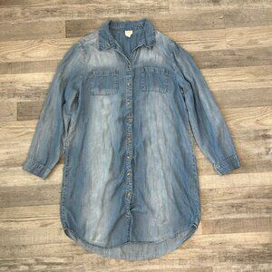 Chico's Denim Look Button Front Long Sleeve Shirt Dress I40